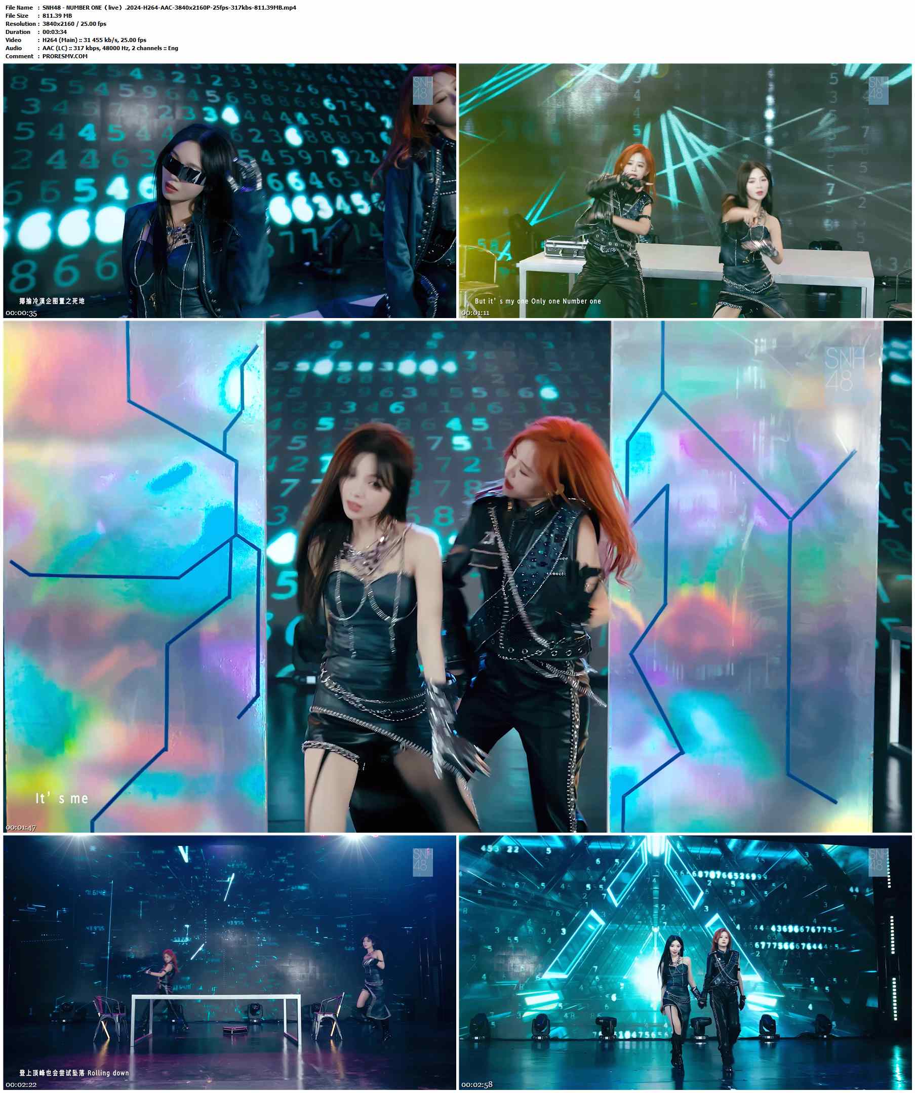 SNH48 - NUMBER ONE（live）.2024-H264-AAC-3840x2160P-25fps-317kbs-811.39MB官方MV_高清MV